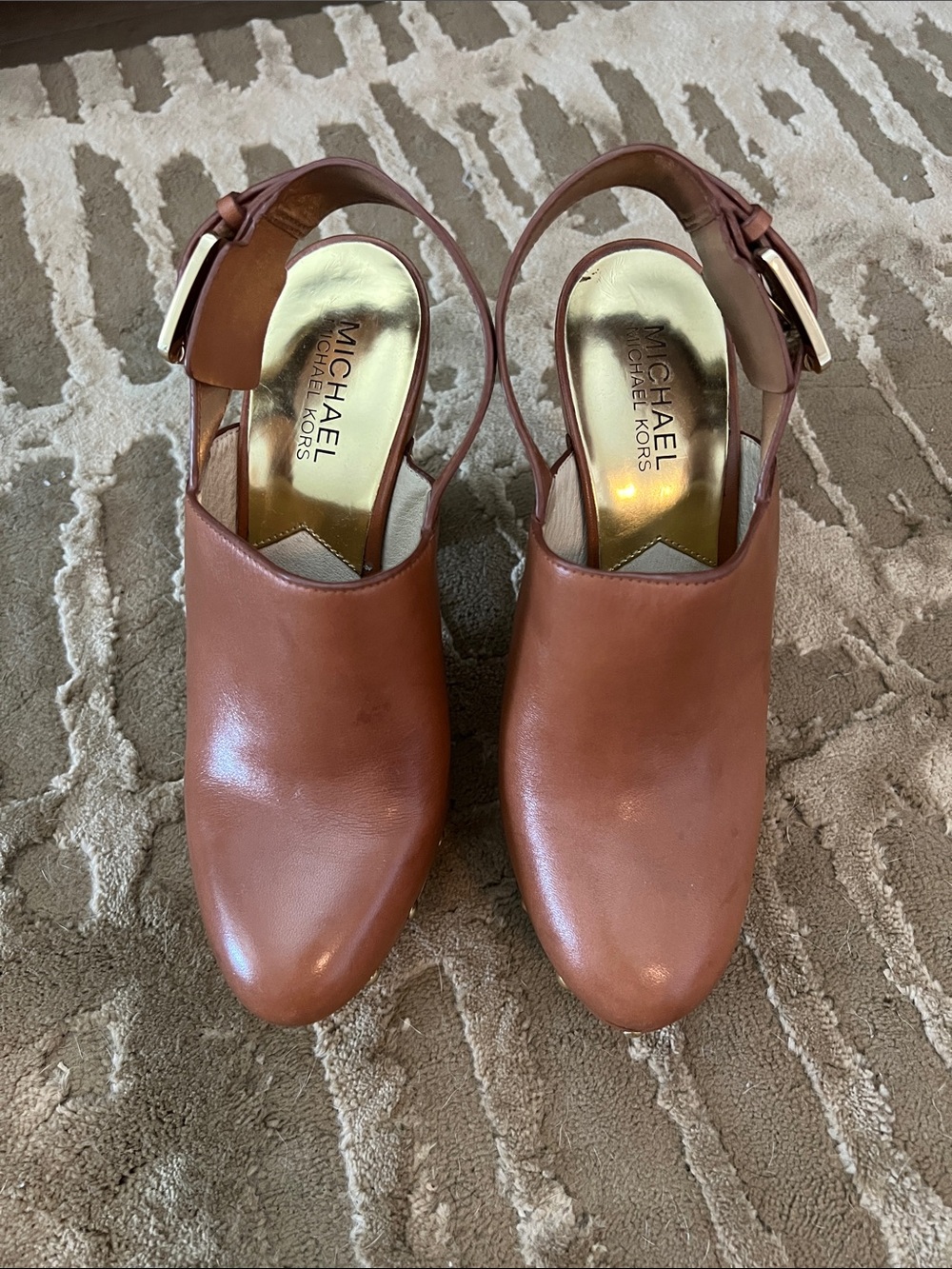Michael Kors Tan Leather Slingback Mules